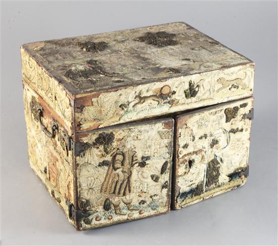 A Charles II needlework box, approx. width 9.5in. height 7in. depth 7in.